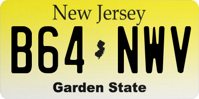 NJ license plate B64NWV