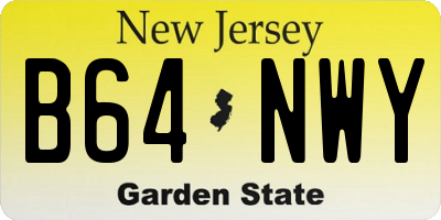 NJ license plate B64NWY