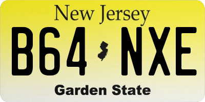 NJ license plate B64NXE