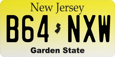 NJ license plate B64NXW