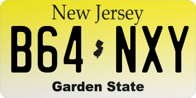 NJ license plate B64NXY