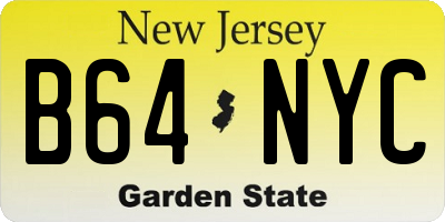 NJ license plate B64NYC