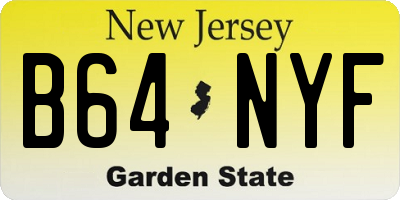 NJ license plate B64NYF