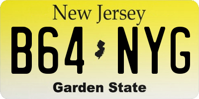 NJ license plate B64NYG