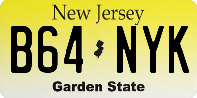 NJ license plate B64NYK