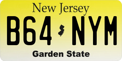 NJ license plate B64NYM