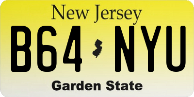 NJ license plate B64NYU