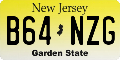 NJ license plate B64NZG