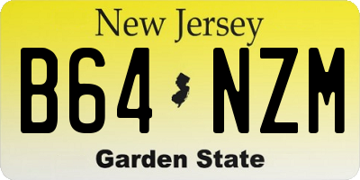 NJ license plate B64NZM
