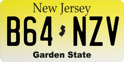 NJ license plate B64NZV
