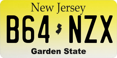 NJ license plate B64NZX