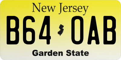 NJ license plate B64OAB