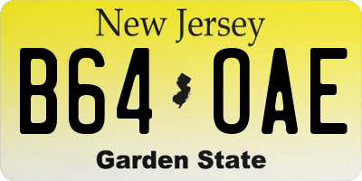 NJ license plate B64OAE