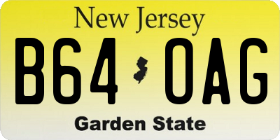 NJ license plate B64OAG