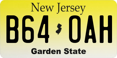 NJ license plate B64OAH