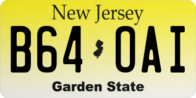 NJ license plate B64OAI