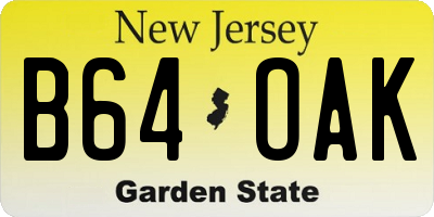 NJ license plate B64OAK