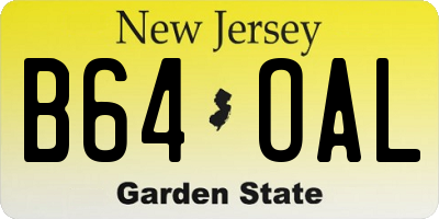 NJ license plate B64OAL