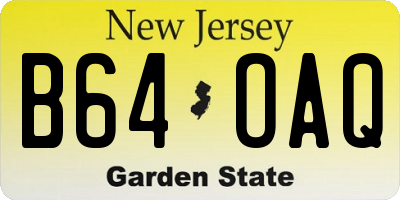 NJ license plate B64OAQ