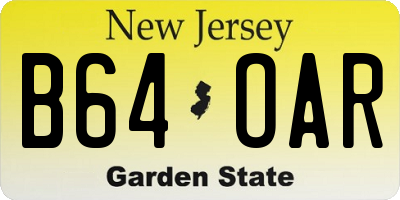 NJ license plate B64OAR