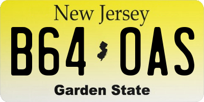 NJ license plate B64OAS