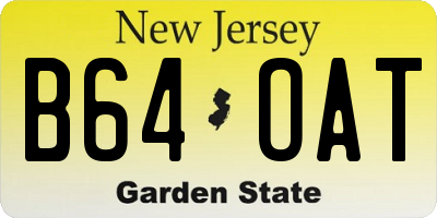 NJ license plate B64OAT