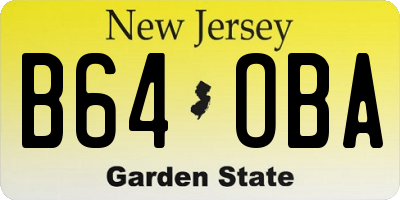 NJ license plate B64OBA