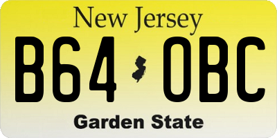 NJ license plate B64OBC