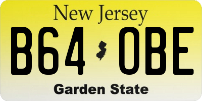 NJ license plate B64OBE
