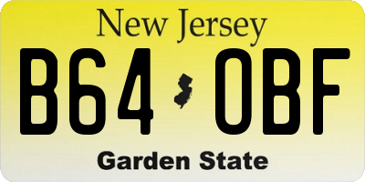 NJ license plate B64OBF