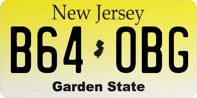 NJ license plate B64OBG