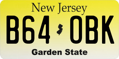 NJ license plate B64OBK