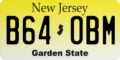 NJ license plate B64OBM