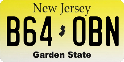 NJ license plate B64OBN