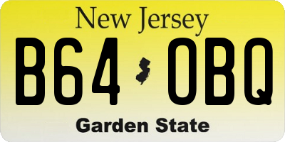 NJ license plate B64OBQ