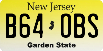 NJ license plate B64OBS