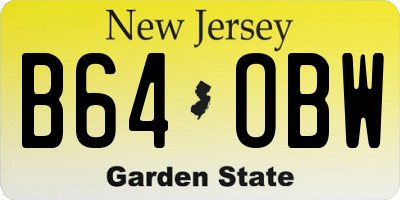 NJ license plate B64OBW