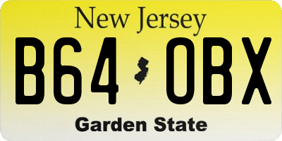 NJ license plate B64OBX