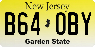 NJ license plate B64OBY