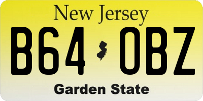 NJ license plate B64OBZ