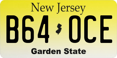 NJ license plate B64OCE