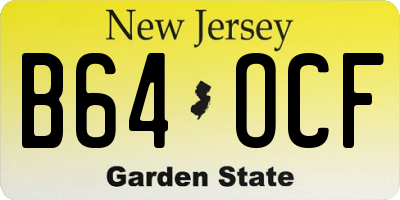 NJ license plate B64OCF