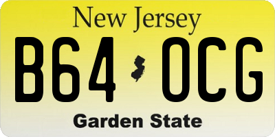 NJ license plate B64OCG