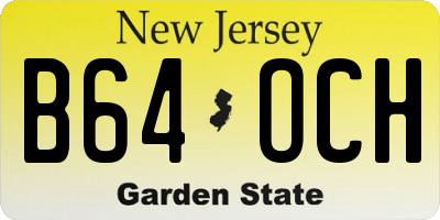 NJ license plate B64OCH
