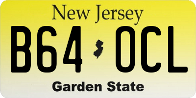 NJ license plate B64OCL
