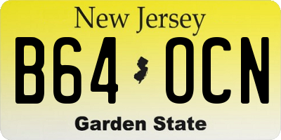 NJ license plate B64OCN