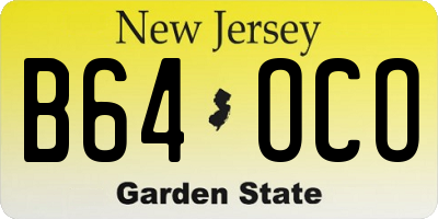 NJ license plate B64OCO