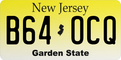 NJ license plate B64OCQ