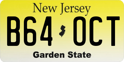 NJ license plate B64OCT