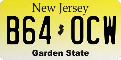 NJ license plate B64OCW